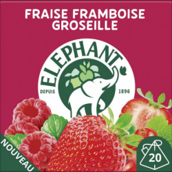 LOT DE 5 - ELEPHANT - Infusion Fraise Framboise Groseille - boite de 20 sachets - 36g
