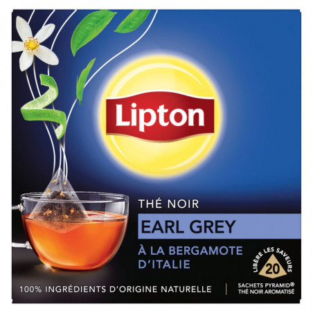 LOT DE 3 - LIPTON - Thé noir Earl Grey - boite de 20 sachets