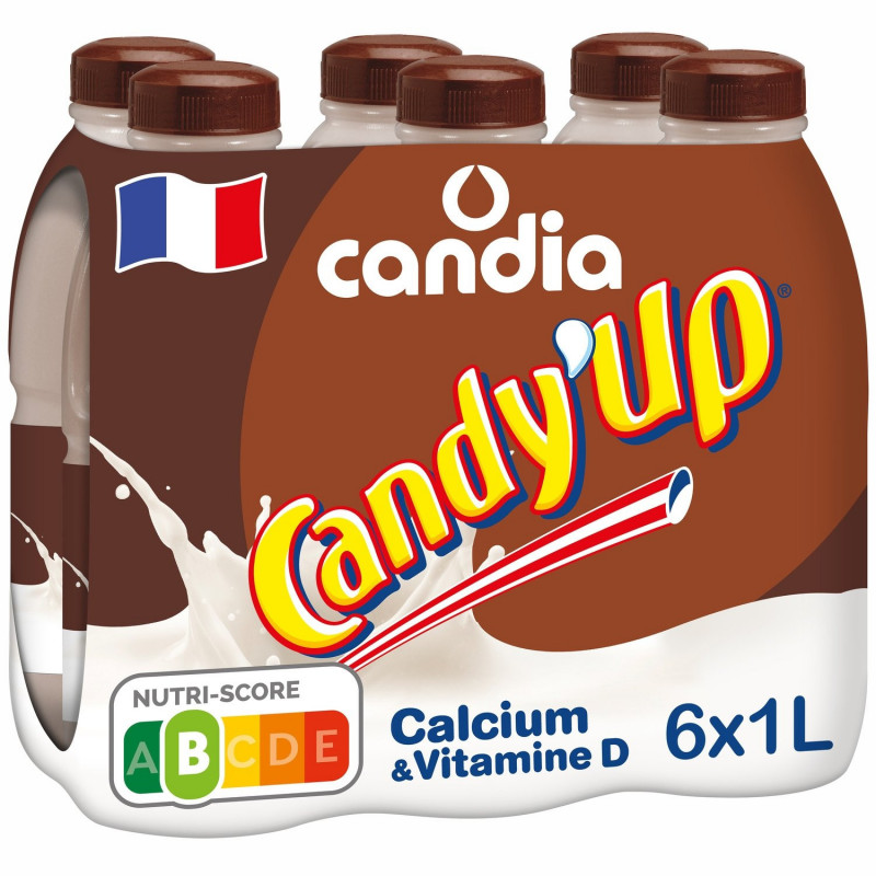 CANDY UP - Goût Chocolat Boisson Lactée - pack de 6  bouteilles de 1 L
