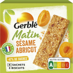 GERBLE - Matin Abricot Sésame Biscuit Petit dejeuner - boîte de 120 g
