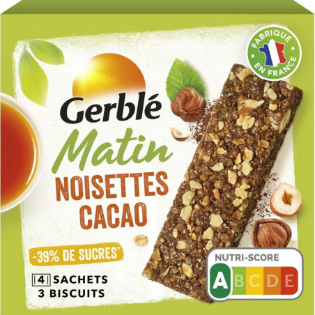 LOT DE 2 - GERBLE - Matin Noisettes Cacao Biscuit Petit dejeuner - boîte de 120 g