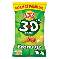 LOT DE 2 - LAY'S - Bugles 3D goût Fromage Biscuits apéritifs - paquet de 150 g