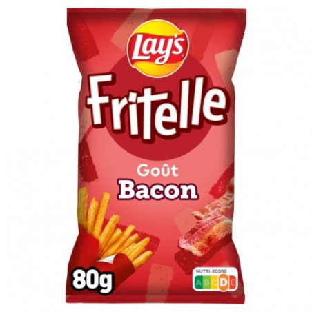 LOT DE 4 - LAY'S - Fritelle Bacon Frites - Biscuits apéritifs - sachet de 80 g