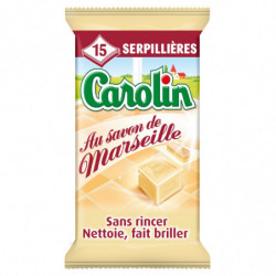 LOT DE 3 - CAROLIN - Lingettes nettoyantes sols au Savon de Marseille - 15 Serpillières