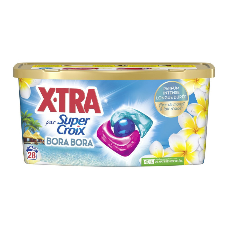 LOT DE 3 - X-TRA - Super Croix Lessive Capsules Bora Bora 28 Lavages  -  boîte de 28 capsules