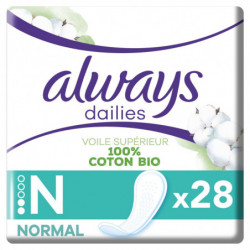 LOT DE 4 - ALWAYS - Dailies Cotton Protection Bio Normal - boite de 28 Protège-Slips