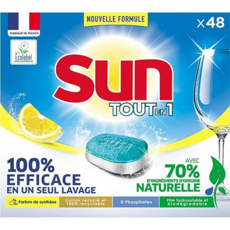 SUN - Tout en 1 - 48 Tablettes lave-vaisselle au citron