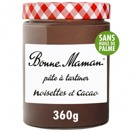 LOT DE 4 - BONNE MAMAN - Pâte à Tartiner Noisettes et Cacao - pot de 360 g