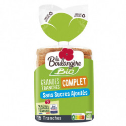 LOT DE 6 - LA BOULANGERE - Pain de mie Bio Complet Sans Sucres Ajoutés - sachet de 500 g