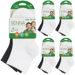 Image de couverture (pack 5 lots) → Lot de 5 paquets SENNA – Chaussettes courtes garçon coton – Taille 27-31