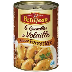 LOT DE 4 - PETITJEAN - Quenelles Volaille sauce forestière - boite de 400 g