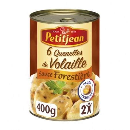 LOT DE 5 - PETITJEAN - Quenelles Volaille sauce forestière - boite de 400 g