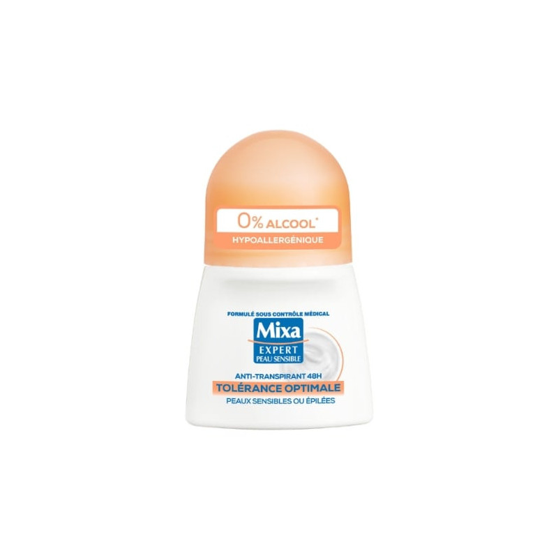 MIXA - Déodorant Anti-Transpirant Bille Tolérance Optimale 48h Peaux sensibles - 50 ml