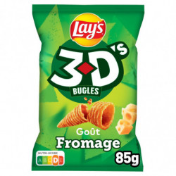 LOT DE 4 - LAY'S - 3D Biscuits apéritifs saveur Fromage - Sachet de 85 g