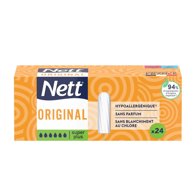 LOT DE 4 - NETT - Original Tampons sans Applicateur Super Plus - boîte de 24 tampons