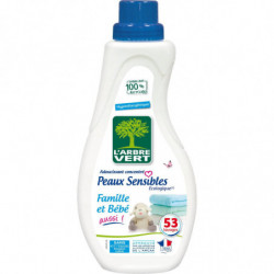 L'ARBRE VERT - Adoucissant Linge Peaux Sensibles Famille Bébé - 53 Lavages - 800 ml
