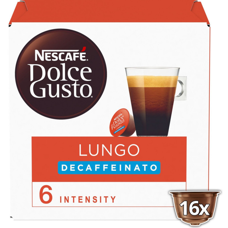 LOT DE 6 - NESCAFE DOLCE GUSTO - Lungo décaffeinato Café - boite de 16 capsules