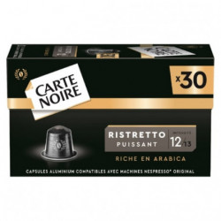 LOT DE 6 - CARTE NOIRE - Café Ristretto N°12 Capsules Compatibles Nespresso - Paquet de 30 capsules