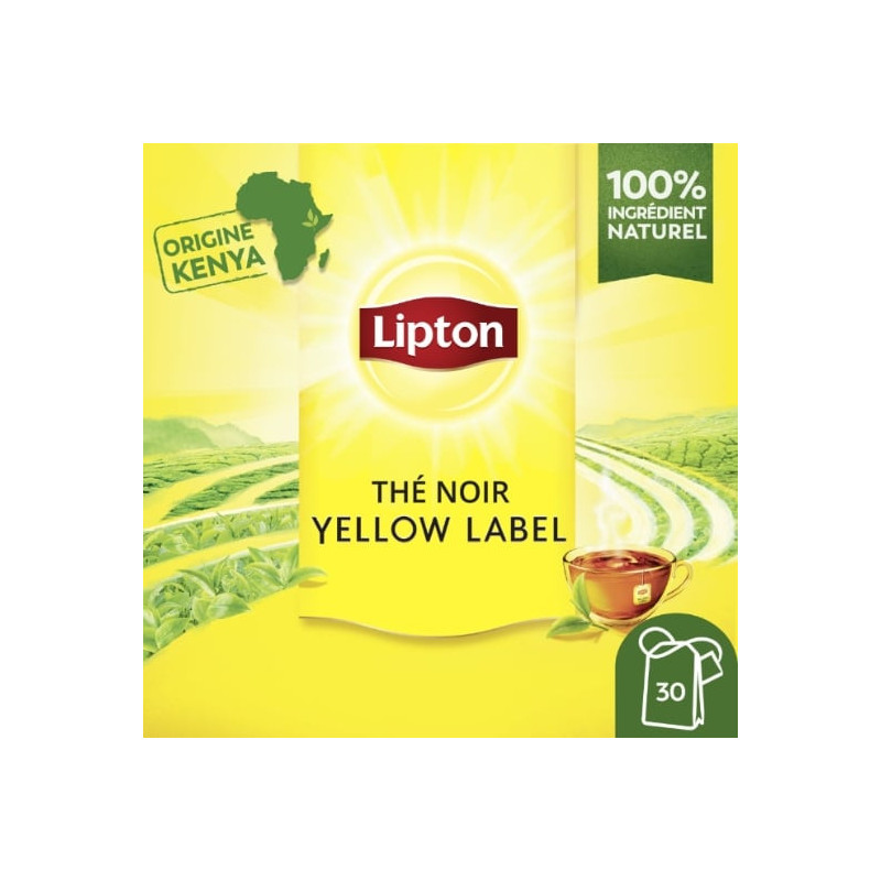 LOT DE 6 - LIPTON - Thé noir Yellow Label - boîte de 30 sachets - 48 g