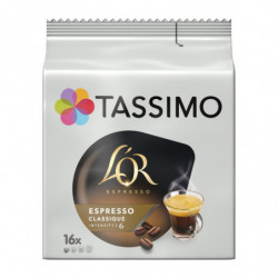 LOT DE 6 - TASSIMO - L'OR café Espresso Classique Compatibles Tassimo - paquet de 16 dosettes