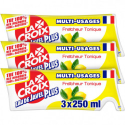 LOT DE 2 - LA CROIX - Eau de Javel Désinfectant Fraîcheur Citron - paquet de 3x250 ml