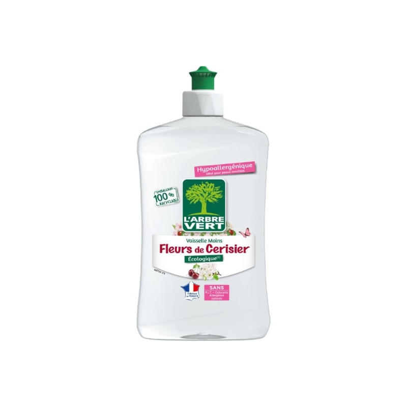 LOT DE 3 - L'ARBRE VERT - Liquide Vaisselle Mains Fleurs de Cerisier - flacon de 500 ml