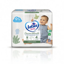 LOT DE 3 - LOTUS BABY - Couches Douceur Naturelle Taille 4 - Le paquet de 37 couches