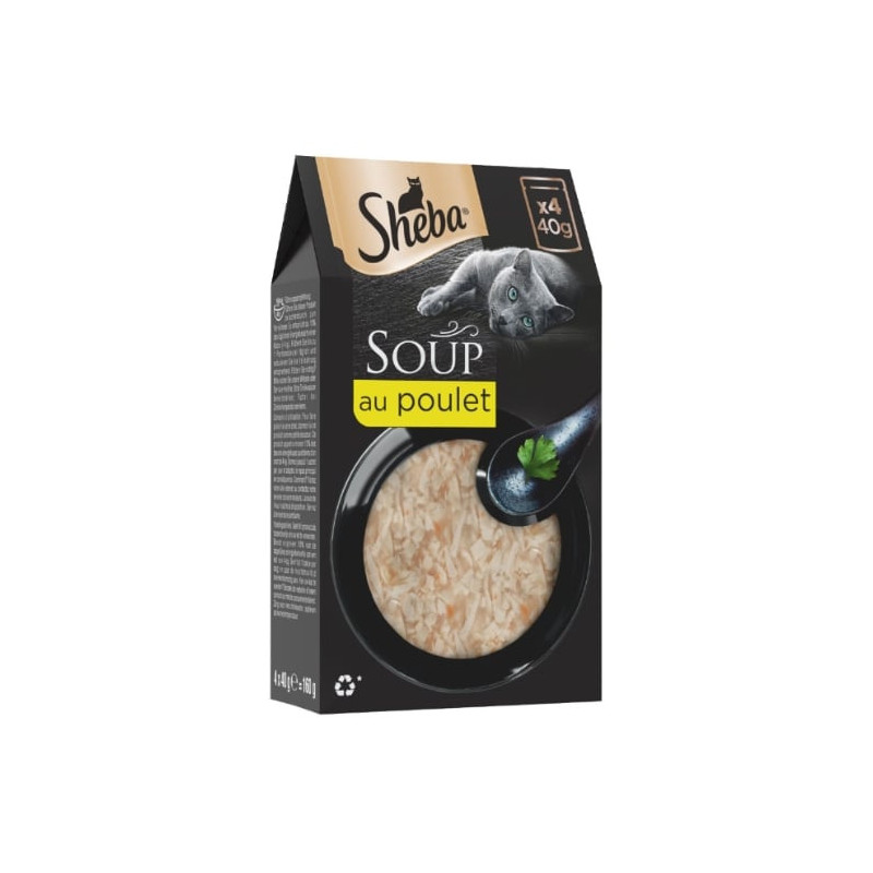 LOT DE 3 - SHEBA - Soup au Poulet Soupe pour chat Adulte Pâtée pour chat - boite de 4 sachets de 40 g