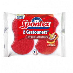 LOT DE 4 - SPONTEX - Éponge Gratounett' Efficacité Longue Durée - blister de 2 Éponges