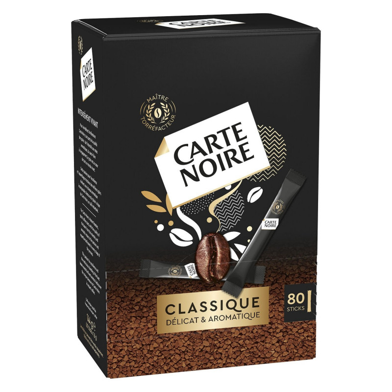 LOT DE 5 - CARTE NOIRE - Café soluble classique - boite de 80 sticks de 1,8g