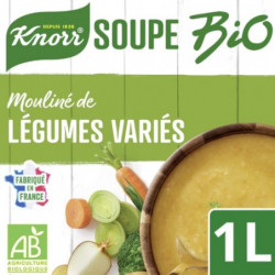 LOT DE 4 - KNORR - Soupe Bio Mouliné Légumes Variés Du Potager - brique de 1 L