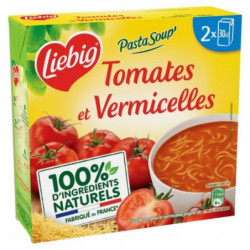LOT DE 4 - LIEBIG - PastaSoup' Soupe Tomates et Vermicelles - paquet de 2x30cl