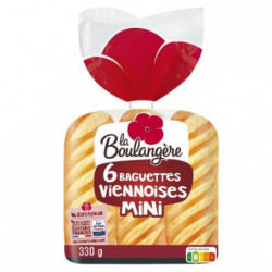 LOT DE 6 - LA BOULANGERE - 6 Mini Baguettes Viennoises - paquet de 330 g