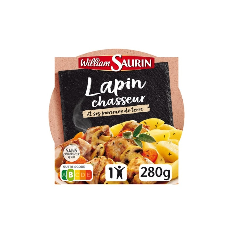 LOT DE 4 - WILLIAM SAURIN - Assiette Micro-Ondable Lapin Chasseur Et Ses Pommes De Terre - 280 g