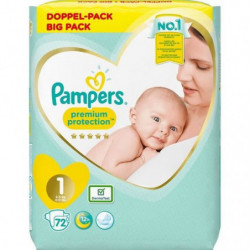 PAMPERS - Premium Protection New Baby - Couches taille 1 (2-5 kg) - 72 couches
