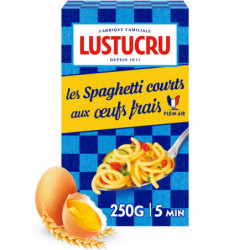 LOT DE 6 - LUSTUCRU - Pâtes Aux Oeufs Frais Spaghetti Courts - boite de 250 g