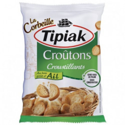 TIPIAK - La Corbeille Croûtons Croustillants Ail Format Familial Refermable - sachet de 300 g