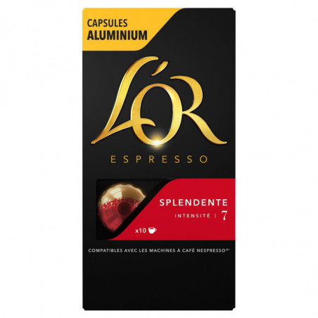 LOT DE 6 - L'OR - Splendente Intensité 7 - paquet de 10 capsules de café compatibles Nespresso