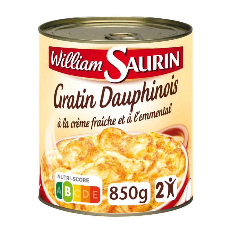 LOT DE 5 - WILLIAM SAURIN - Gratin Dauphinois Plat cuisiné - boite de 850 g
