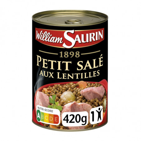 LOT DE 3 - WILLIAM SAURIN - Petit salé aux lentilles - boite de 420 g