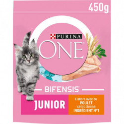 LOT DE 5 - PURINA ONE - Croquettes pour chat Junior au Poulet - sac de 450 g