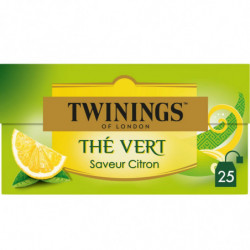 LOT DE 5 - TWININGS - Thé Vert Citron - boite de 25 sachets