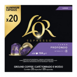 L'OR - Espresso Profondo Lungo Intensité 8 - 20 Capsules de café en aluminium Compatible Nespresso