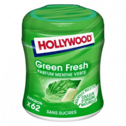 LOT DE 4 - HOLLYWOOD - Green fresh Chewing-gum à la Menthe verte 60 dragées - boîte de 87 g