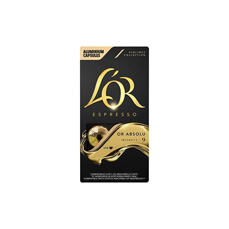 LOT DE 2 - L'OR - Café Espresso Or Absolu Intensité 9 - boite de 10 capsules
