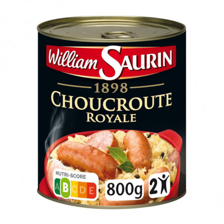 LOT DE 4 - WILLIAM SAURIN - Choucroute Royale Riesling - Plat cuisiné - boite de 800 g