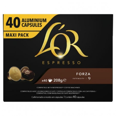 L'OR Espresso - Café Forza Intensité 9 - Capsules de café compatibles Nespresso - Paquet de 40 capsules
