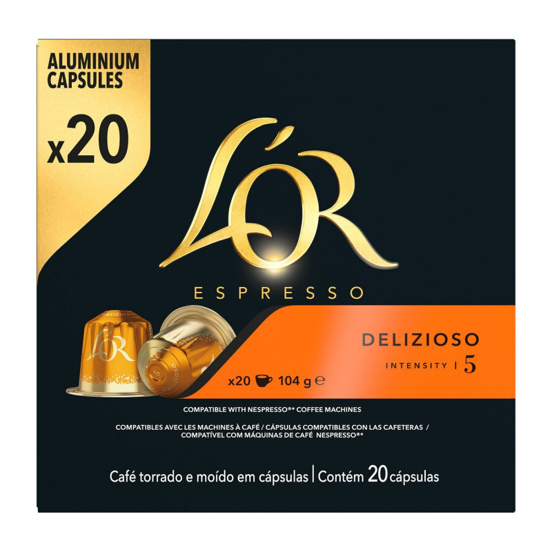 LOT DE 2 - L'OR - Delizioso café compatibles avec les machines à café Nespresso - paquet de 20 capsules