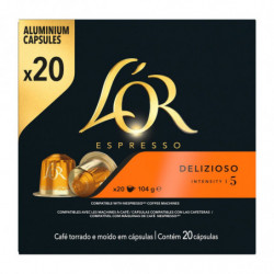 LOT DE 5 - L'OR - Delizioso café compatibles avec les machines à café Nespresso - paquet de 20 capsules