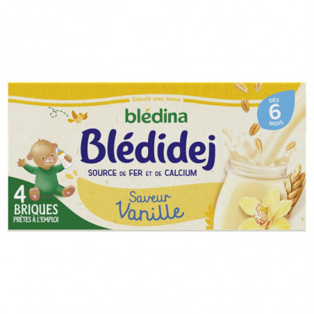 BLEDINA - Blédidej Lait et céréales Saveur Vanille bébé dès 6 mois - paquet de 4x250 ml